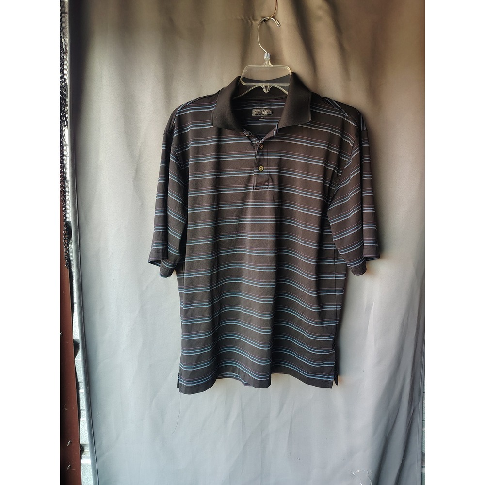 Kirkland Signature Mens Performance Polo Shirt Striped‎ Short Sleeve Black M